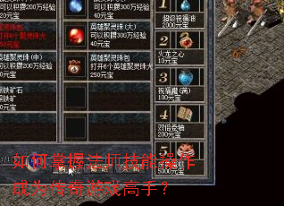 如何掌握法师技能操作成为传奇游戏高手? 如何掌握法师技能操作成为传奇游戏高手?