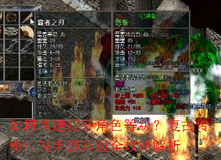 如何快速提升角色等级?复古传奇1.76手游升级全攻略解析 如何快速提升角色等级?复古传奇1.76手游升级全攻略解析
